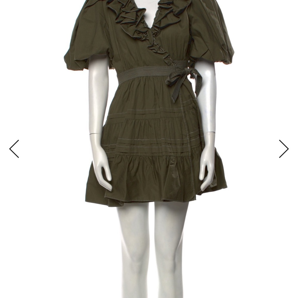 En Saison Khaki Ruffle Mini Dress